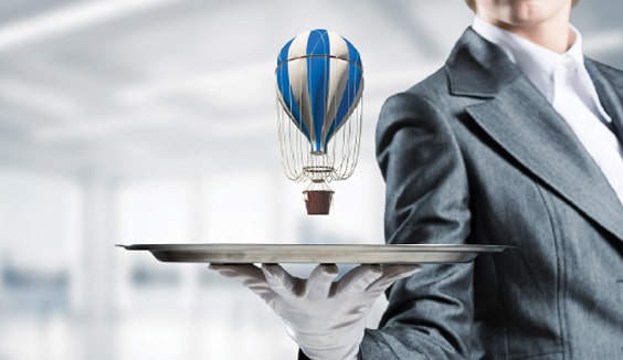 hot air balloon above the plate