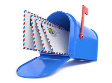 Blue,Mailbox,With,Mails,Isolated,On,White